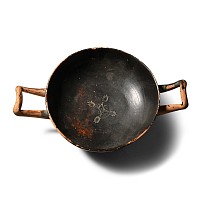 Greek Black-Glazed Kylix with Floral Design