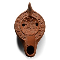 Late Roman Terracotta Oil Lamp with The Fiery Furnace