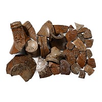Glazed Bellarmine Pottery Fragment Collection Including Faces