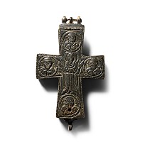 Byzantine Reproduction Bronze Reliquary Cross Pendant
