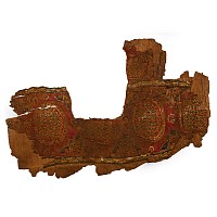 Large Egyptian Coptic Textile Fragment of a Tunic Collar Embroidered with Geometric Patterns