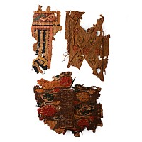 Egyptian Coptic Tunic and Tapestry Textile Fragments with Flowers and Geometric Ornaments