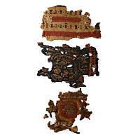 Egyptian Coptic Tunic and Tapestry Textile Fragments with Animals and Geometric Ornamets