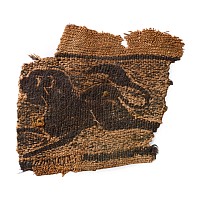 Egyptian Coptic Textile Fragment of a Clavus from a Tunic with Embroidered Lion