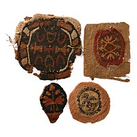 Egyptian Coptic Tunic Textile Fragments of Orbiculi with Vegetation, Animals and Geometric Ornament