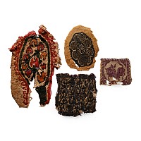 Egyptian Coptic Tunic Textile Fragments of Orbiculi, Tablia and Segmenta with Vegetation, Animals and Geometric Ornament