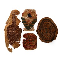 Egyptian Coptic Tunic Textile Fragments of Orbiculi with Vegetation, Fish and Geometric Ornament