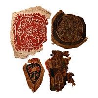 Egyptian Coptic Tunic Textile Fragments of Orbiculi and Segmenta with Geometric Ornament