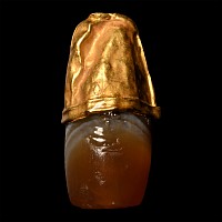 Western Asiatic Gold Capped Banded Agate Bead