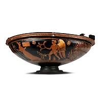 Very Large Greek Terracotta Kylix with Mythological Scene Attributed to the Darius Painter and His Circle