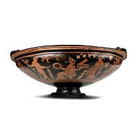 Very Large Greek Terracotta Kylix with Mythological Scene Attributed to the Darius Painter and His Circle