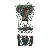 Egyptian Mummy Bead Mask with Four Sons of Horus and Winged Scarab