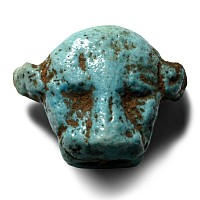 Large Egyptian Faience Lioness Head Amuletic Bead