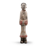 Chinese Han Dynasty Style Painted Terracotta Court Lady
