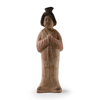 Chinese Tang Dynasty Style Painted Terracotta Figure of a Court Lady