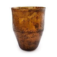 Roman Amber-Coloured Glass Beaker with Wheel Cut Decoration