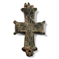 Byzantine Bronze Reliquary Cross Pendant