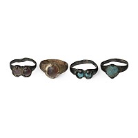 Migration Period Bronze Ring Group with Glass Cabochons