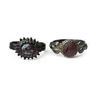 Late Medieval Bronze Ring Group with Glass Cabochons