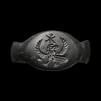Byzantine Bronze Ring with Eagle and Christogram