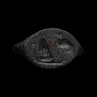 Greek Bronze Ring with Bird and Altar