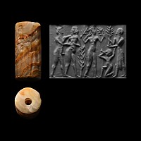 Old Babylonian Banded Agate Cylinder Seal with Erotic Scene