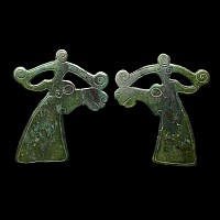 Scythian Bronze Stag's Head Mount Pair