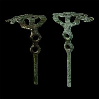 Scythian Bronze Horse Cheekpiece Pair Each with Three Dragons