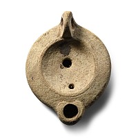 Large Roman Buffware Oil Lamp