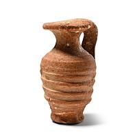 Miniature Greek Redware Ribbed Juglet