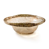 Roman Translucent Glass Dish with Ribbed Tail Handles