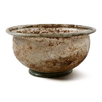 Roman Aqua Glass Bowl with Turned Lip
