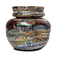 Roman Iridescent Aubergine Glass Dimpled Jar
