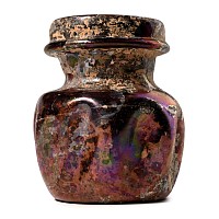Roman Iridescent Aubergine Glass Dimpled Jar