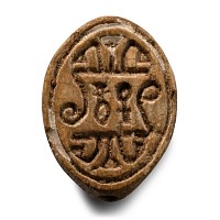 Egyptian Steatite Scaraboid Amulet with Hieroglyphs