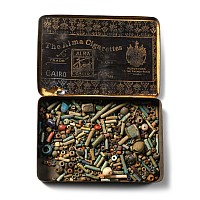 Egyptian Assorted Faience and Other Beads in Early 20th Century Tin Box