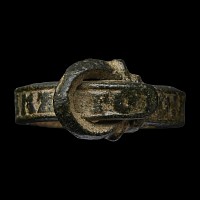 Medieval Bronze Buckle Ring with 'Mother of God, Remember Me'