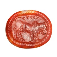 Etruscan Style Carnelian Gemstone with Lion