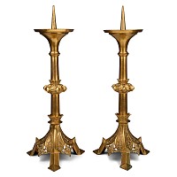 Large Brass Altar Candlestick Pair