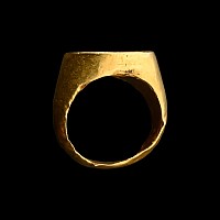 Greek Gold Ring with Garnet Gemstone with Portrait