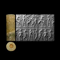 Western Asiatic Agate Cylinder Seal with Two Registers
