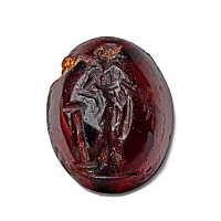 Greek Garnet Gemstone with Apollo Standing