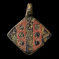 Medieval Knight's Enamelled Bronze Heraldic Horse Harness Pendant with Lion
