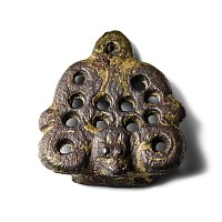 Anglo-Scandinavian Viking Bronze Stirrup Mount with Head of a Dragon