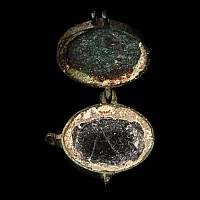 Medieval Bronze Pocket Mirror Case with Mirror