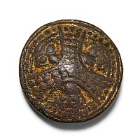 Anglo-Scandinavian Viking Gilt Bronze Borre Style Disc Brooch with Animal Heads