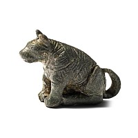 Roman Bronze Seated Dog Statuette