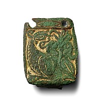 Medieval Gilt Bronze Buckle Plate with Beast Facing Back