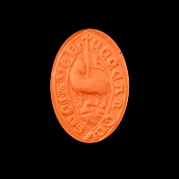 Large Medieval Bronze Vessica-Shaped Seal Matrix with Agnus Dei