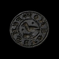 Medieval Bronze 'THINK OF ME' Round Seal Matrix with Perching Bird